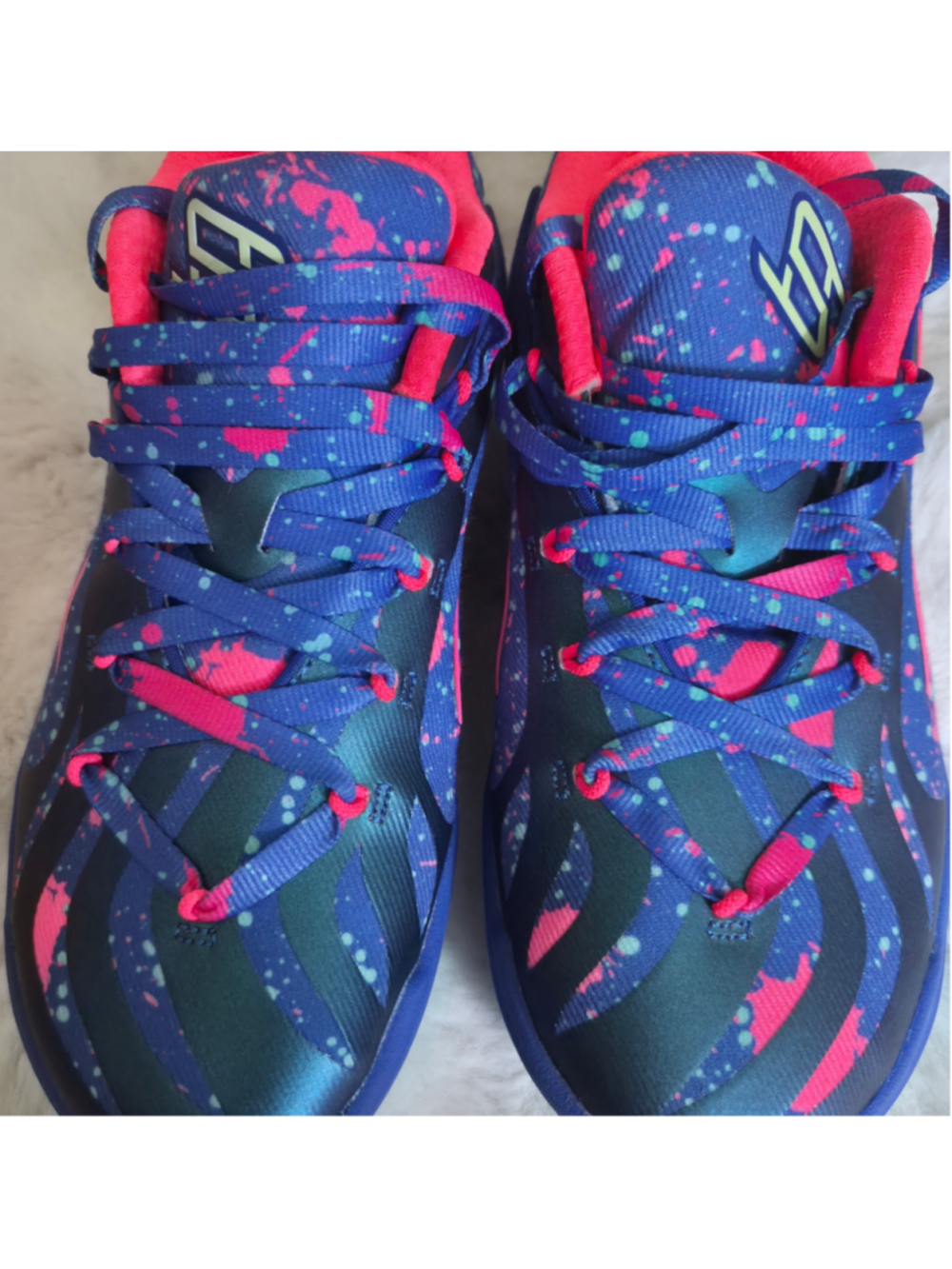 Puma Stewie Basketball Shoes Womens 6.5 Blue Pink Splatter Breanna Stewart 31149